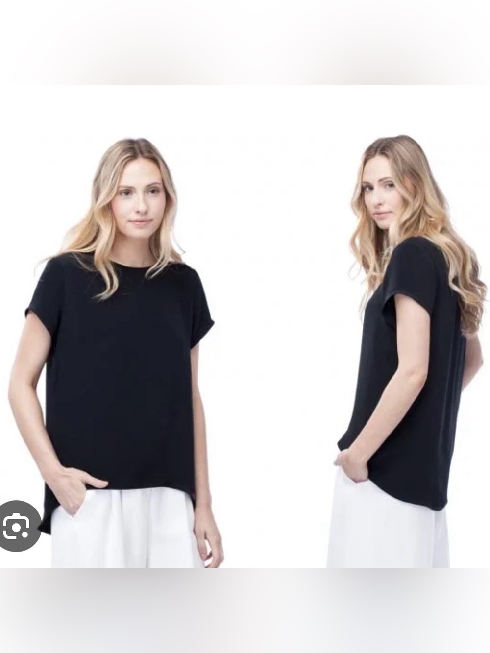 Cuyana silk tee - navy VGUC